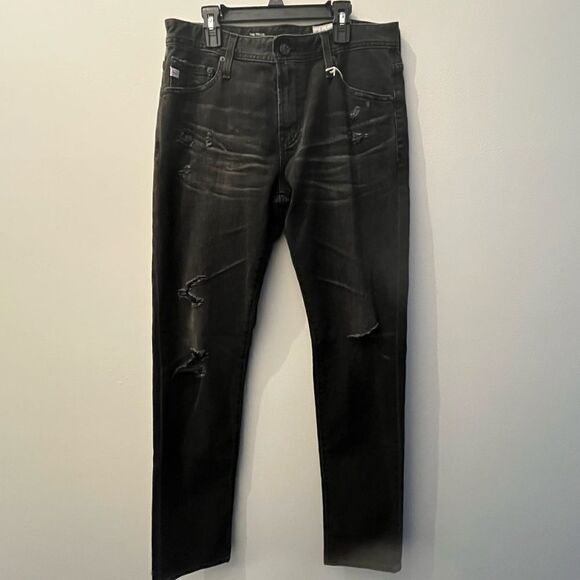 AG Jeans The Tellis Modern Slim Vapor Wash Distressed Black, size 30, NWT - Picture 1 of 8